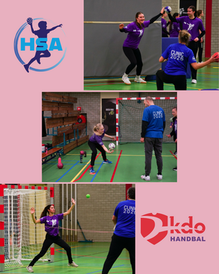 KDO-handbalkeepers in actie tijdens clinic